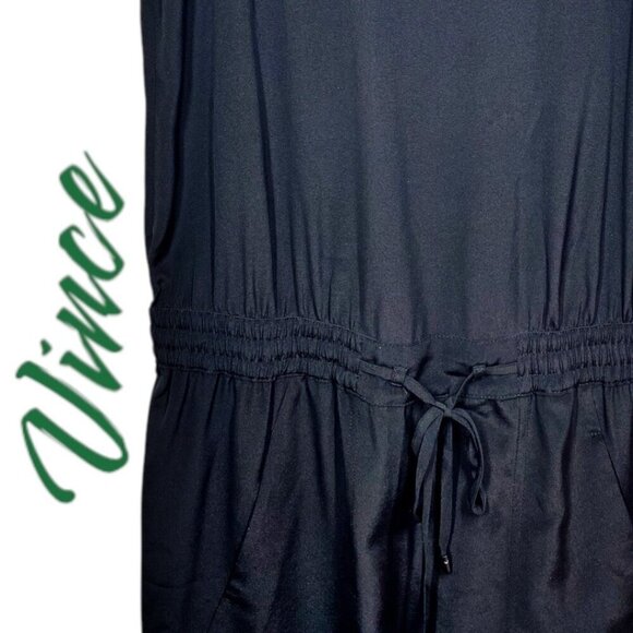 VINCE 100% Silk Lightweight Sleeveless Jumpsuit Black, Size 0 - Picture 5 of 12